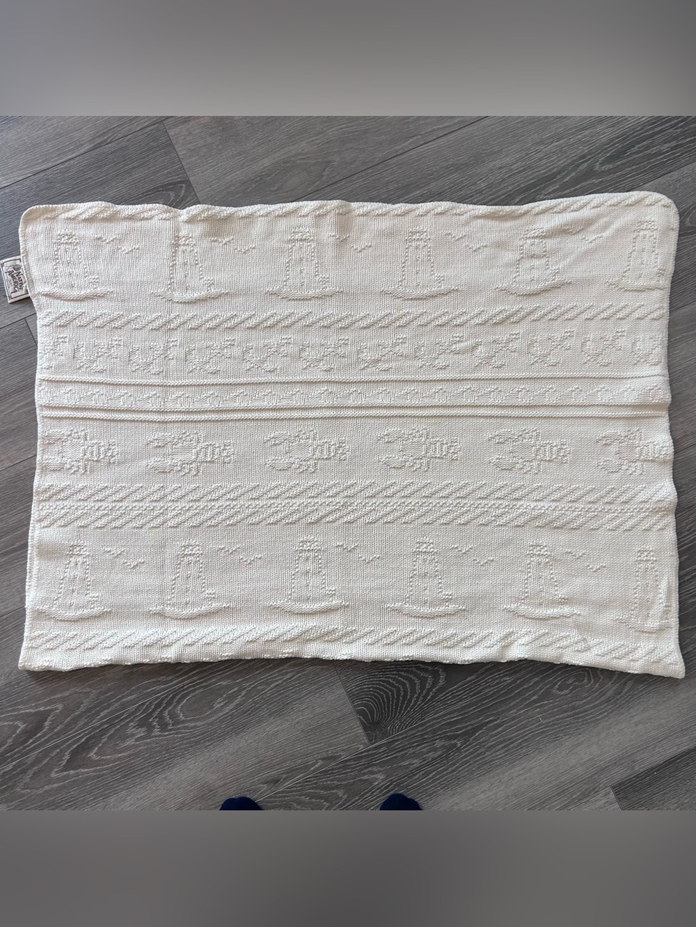 Vtg Native America by Alps Cotton Knit Throw Blanket 42x68 Boat Anchor lobster